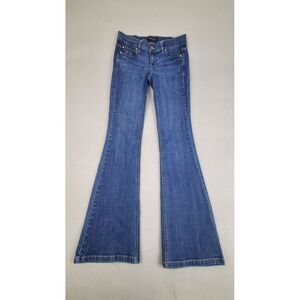 White House Black Market Jeans 26 Blue Flare Noir Stretch Dark‎ Wash